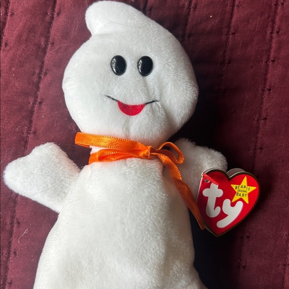 Ty Ghost Plush with Orange Ribbon - Picture 2 of 4